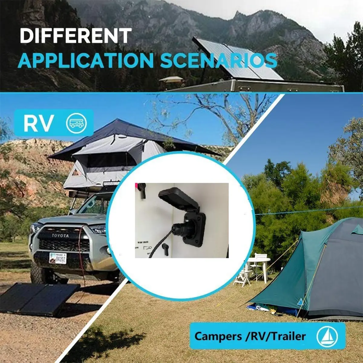 Camper Plug Power Industrial Circular to SAE Adapter Solar Cable - Image 5