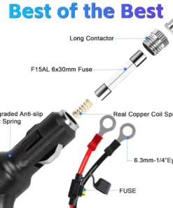Alternative view of Cigarette Lighter 16AWG 15A Fuse Protection Male to Male Cigarette Cable
