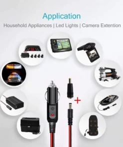 Alternative view of DC 5.5mm*2.1mm to Car Cigarette Lighter Male Plug Charger Auto Power Supply Cable