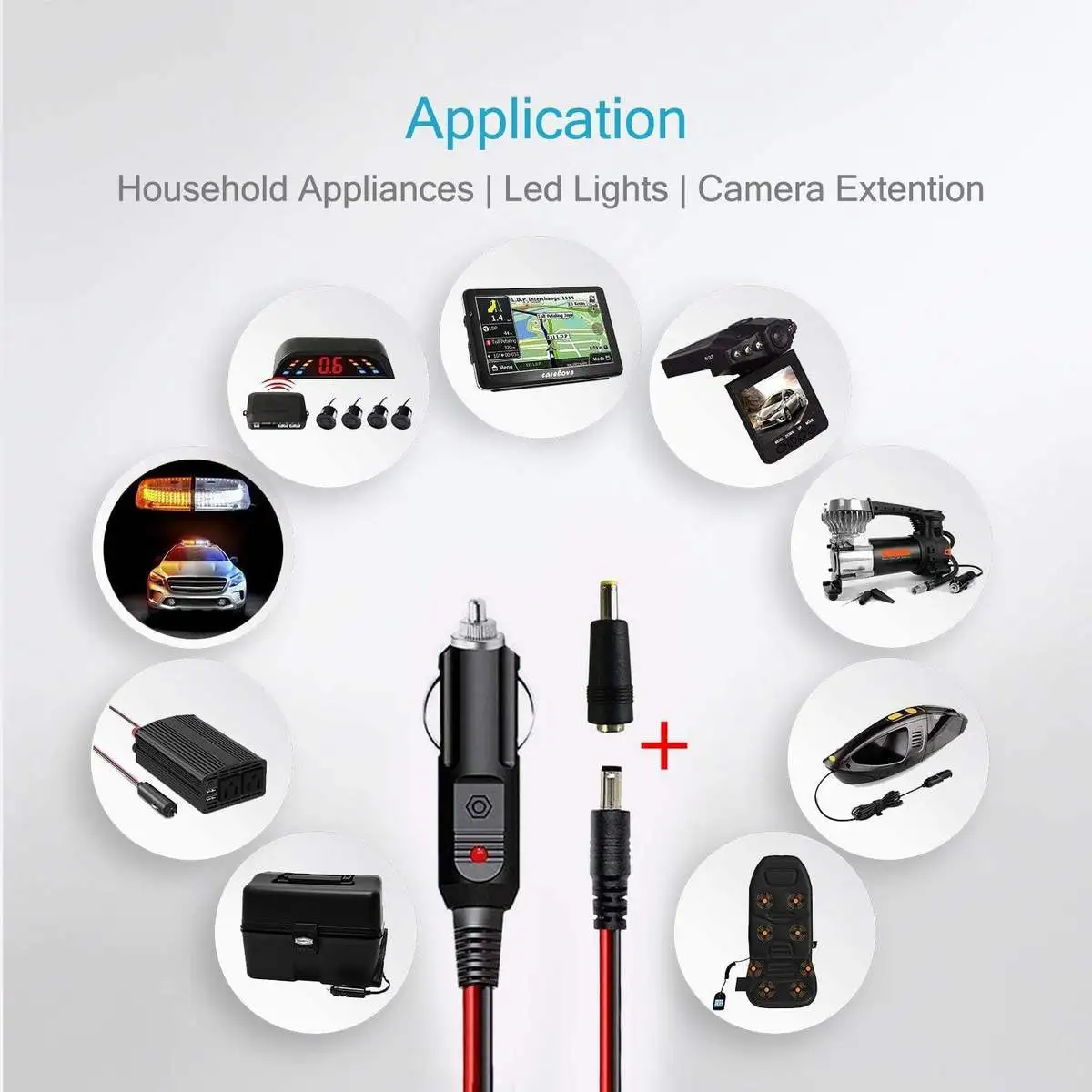 DC 5.5mm*2.1mm to Car Cigarette Lighter Male Plug Charger Auto Power Supply Cable - Image 2
