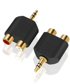 Gold Plated 3.5mm Stereo to 2-RCA Male to Female Adapter