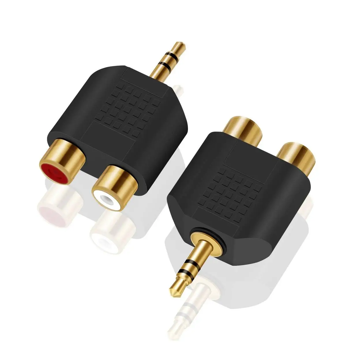 Gold Plated 3.5mm Stereo to 2-RCA Male to Female Adapter