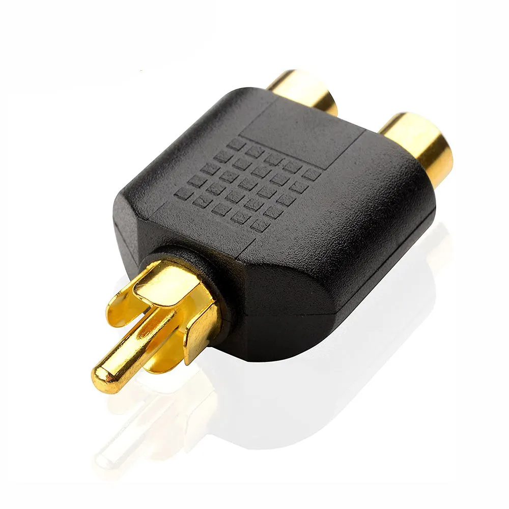 Gold Plated RCA Male to Dual RCA Female Split Adapter