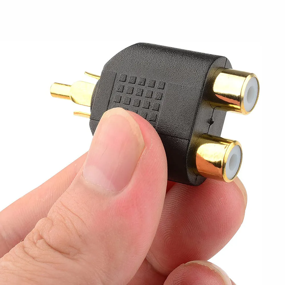 Gold Plated RCA Male to Dual RCA Female Split Adapter - Image 2