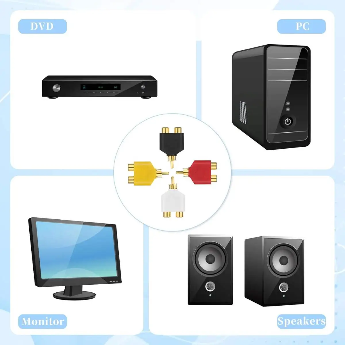Gold Plated RCA Male to Dual RCA Female Split Adapter - Image 5