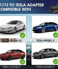 Alternative view of J1772 to Tesla Charging Adapter, 80A 240V AC with SAE J1772 Charger