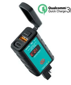 Quick Charge 3.0 & Type C PD Dual USB Motorcycle Phone Charger with Voltmeter