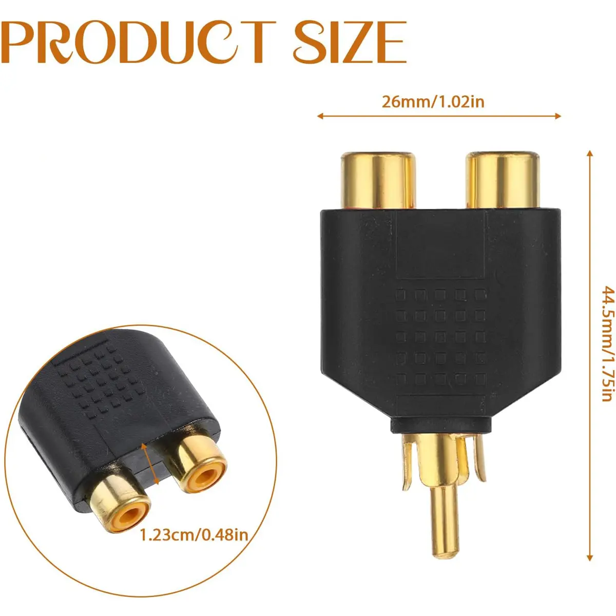 RCA Female Jack to RCA Male Plug Y Type Coupler RCA Audio Video Adapter Connector - Image 2