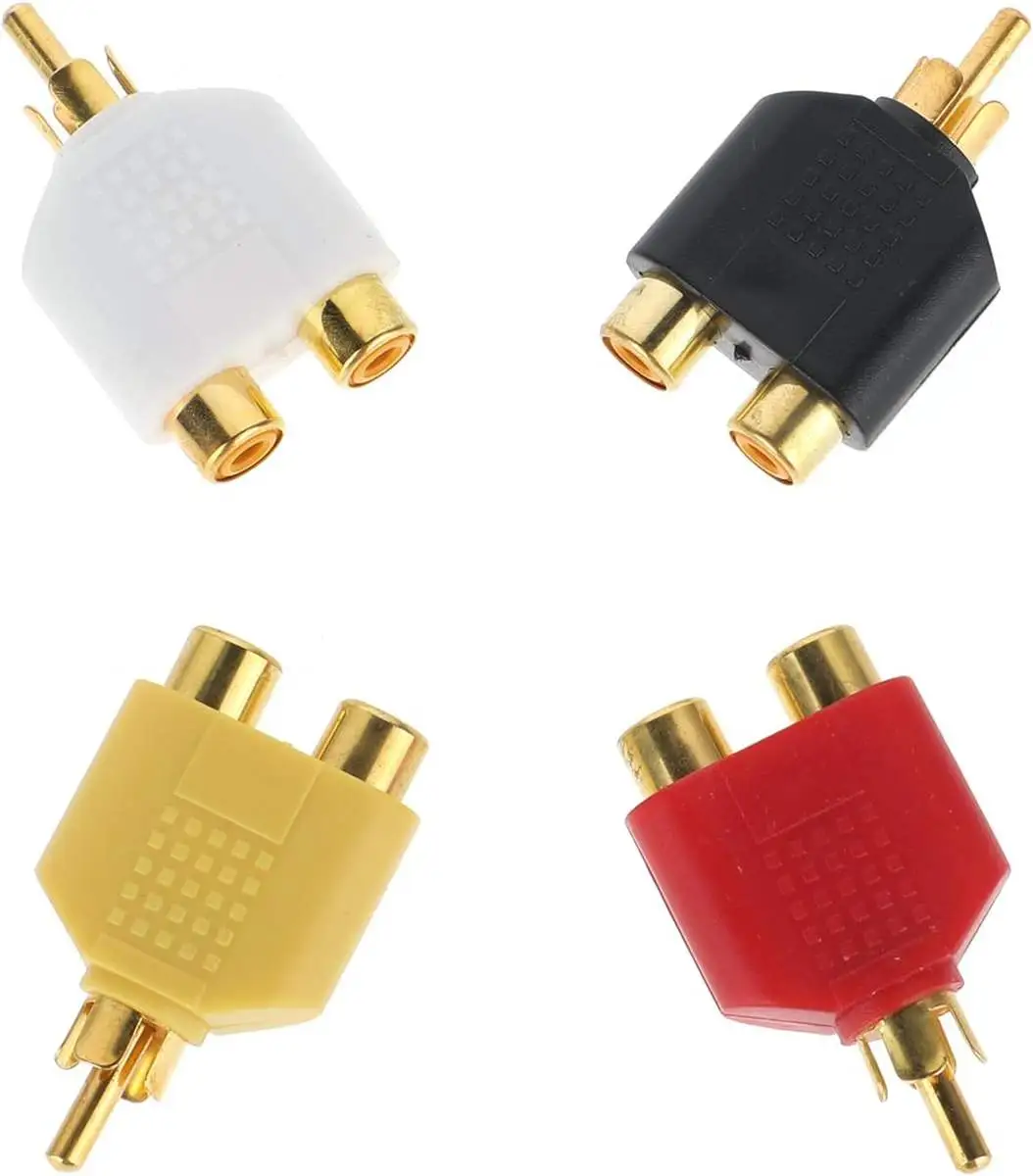 RCA Female Jack to RCA Male Plug Y Type Coupler RCA Audio Video Adapter Connector - Image 3