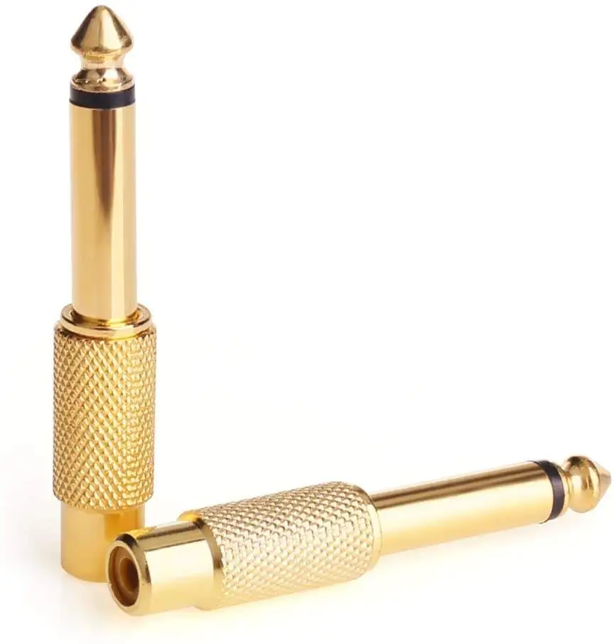 RCA to 1/4 Adapter, RCA Female to 6.35mm 1/4 Inch Male Mono TS Interconnect Audio Adapter