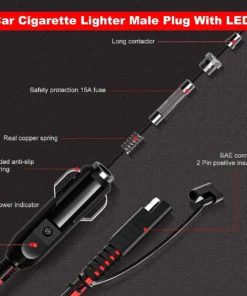 Alternative view of SAE Battery Charger Cable, 14AWG 12V Cigarette Lighter Plug to SAE Quick Release Adapter Extension Charging