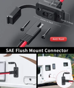 Alternative view of SAE Connector, SAE Socket Solar Sidewall Port Power Cable