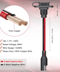 Alternative view of SAE Quick Connector, Sidewall Port Solar Panel Flush Mount SAE Plug Adapter Weatherproof