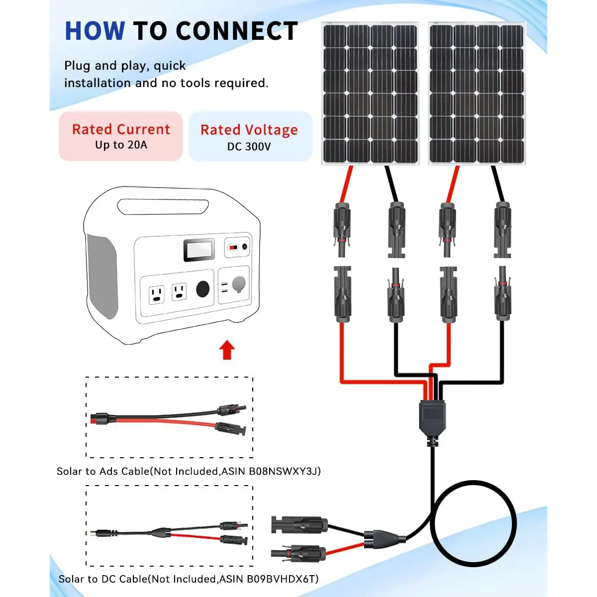 Solar 2-in-1 Y Branch Connectors Cable Solar Panel Wire Splitter - Image 5
