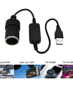 Alternative view of USB A Male To 12V Car Cigarette Lighter Socket Female Converter Cable 8W Max