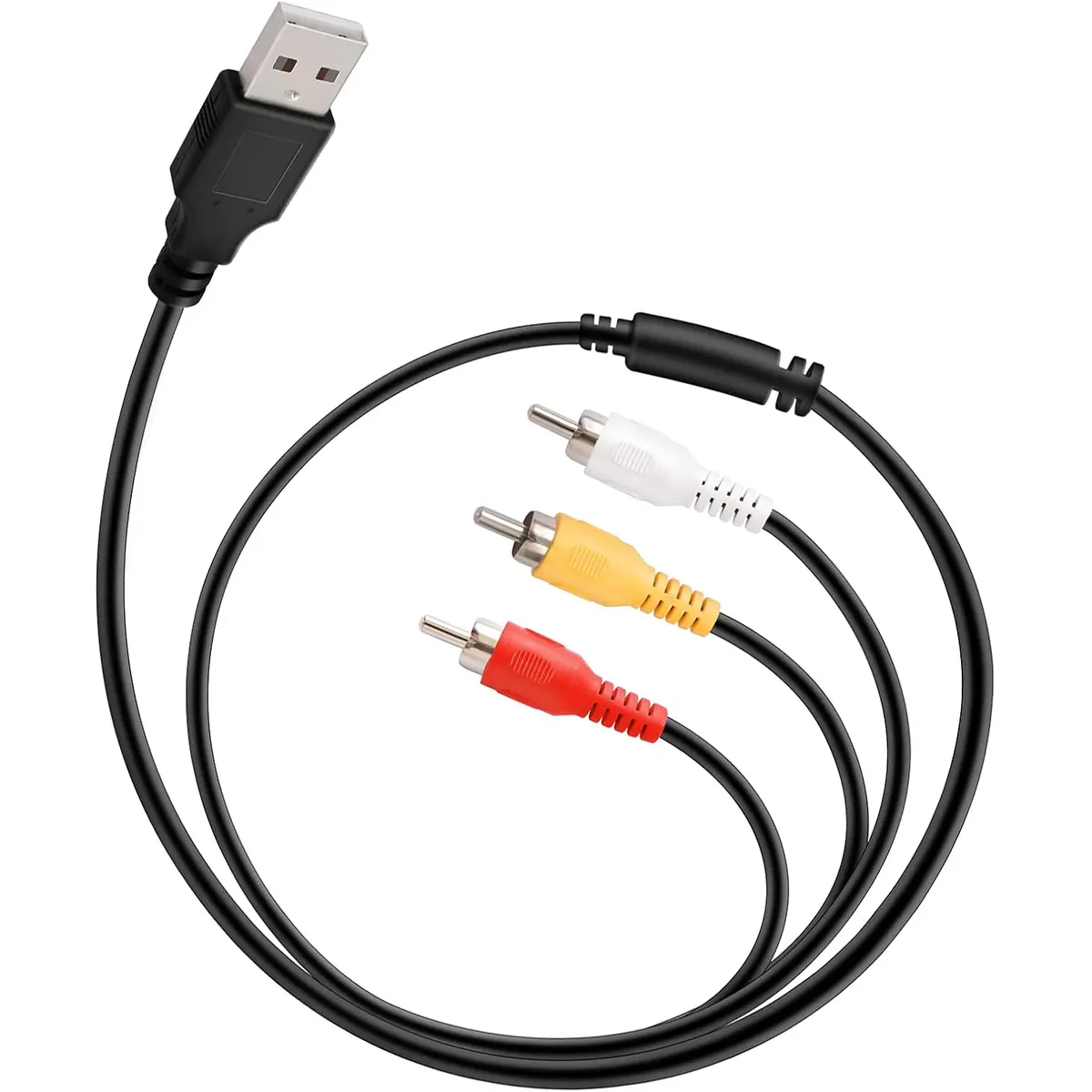 USB to 3RCA Cable, 1.5m USB Male to 3 RCA Male Jack Splitter Audio Video AV Composite Adapter Cable