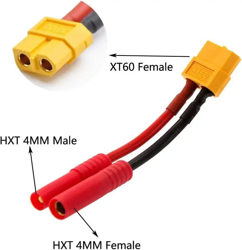 XT60 Plug Female Connector to HXT 4MM 4.0MM Bullet Male Female Connector - Image 2