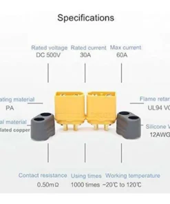 Alternative view of XT60H (XT60 Upgrade) Male Female Bullet Connectors Plugs