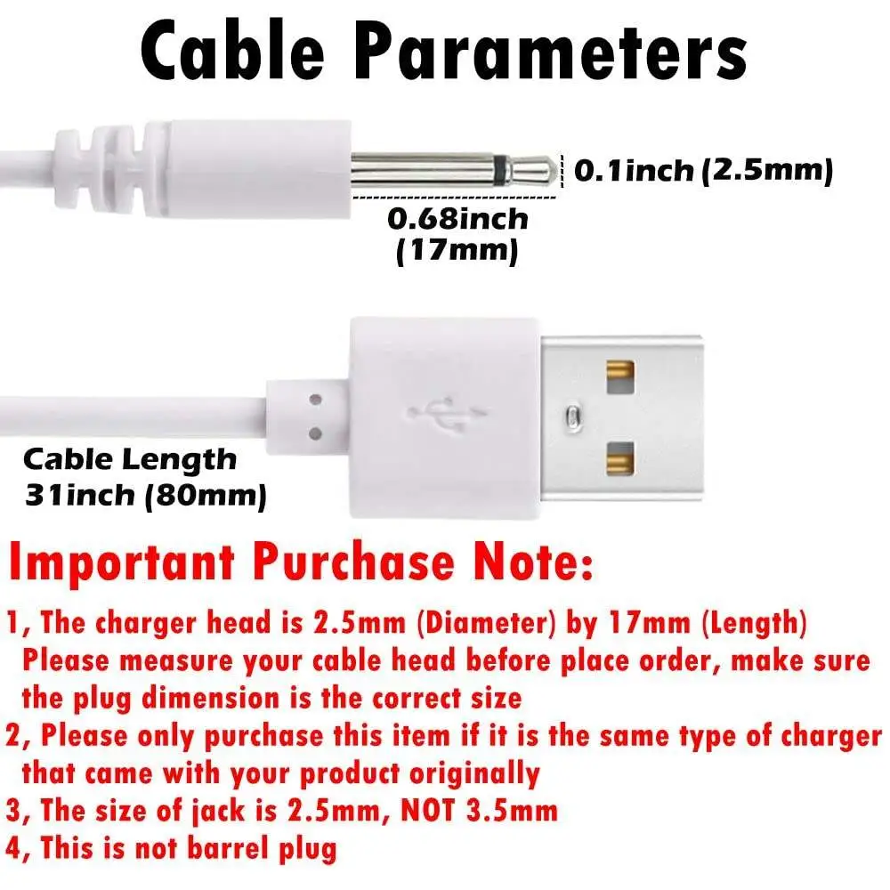 DC Charging Cable, USB to DC 2.5mm Fast Charger Cord Adapter - Image 5