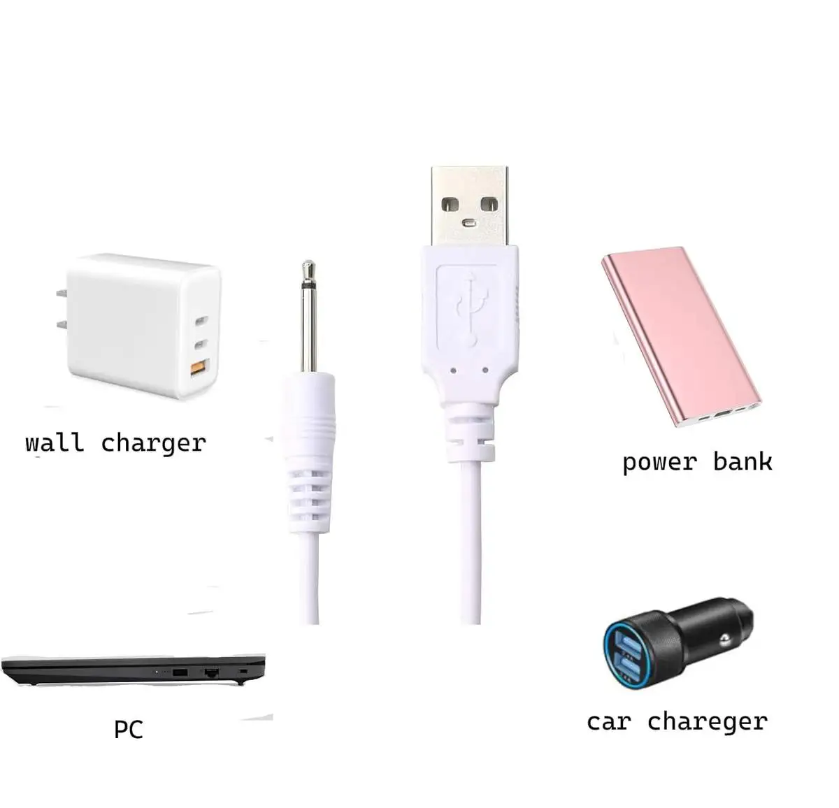 DC Charging Cable, USB to DC 2.5mm Fast Charger Cord Adapter - Image 4