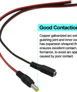 Alternative view of DC Power Pigtail Barrel Plug Connector Cable, 2.1mm X 5.5mm Male Female DC Pigtail Connectors