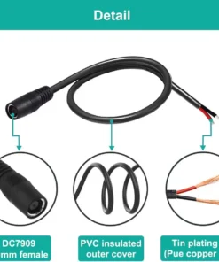 Alternative view of DC7909 Connector DC 8mm 16AWG 30cm 12V 24V DC 7.9mm X 5.5mm Barrel Connector Cable