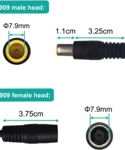 DC7909 Connector DC 8mm 16AWG 30cm 12V 24V