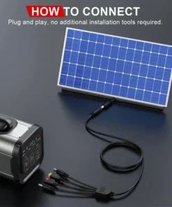 DC8mm Female to 7909 XT60 DC5521 4 in 1 Solar Panel Charging Cable