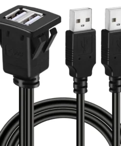 Alternative view of Dual Ports Square USB 2.0 Panel Flush Mount Extension Cable