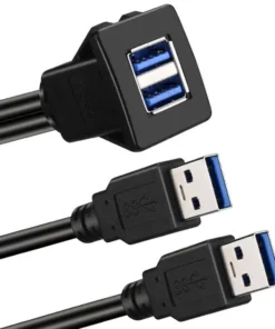 Dual Ports Square USB 3.0 Panel Flush Mount Extension Cable