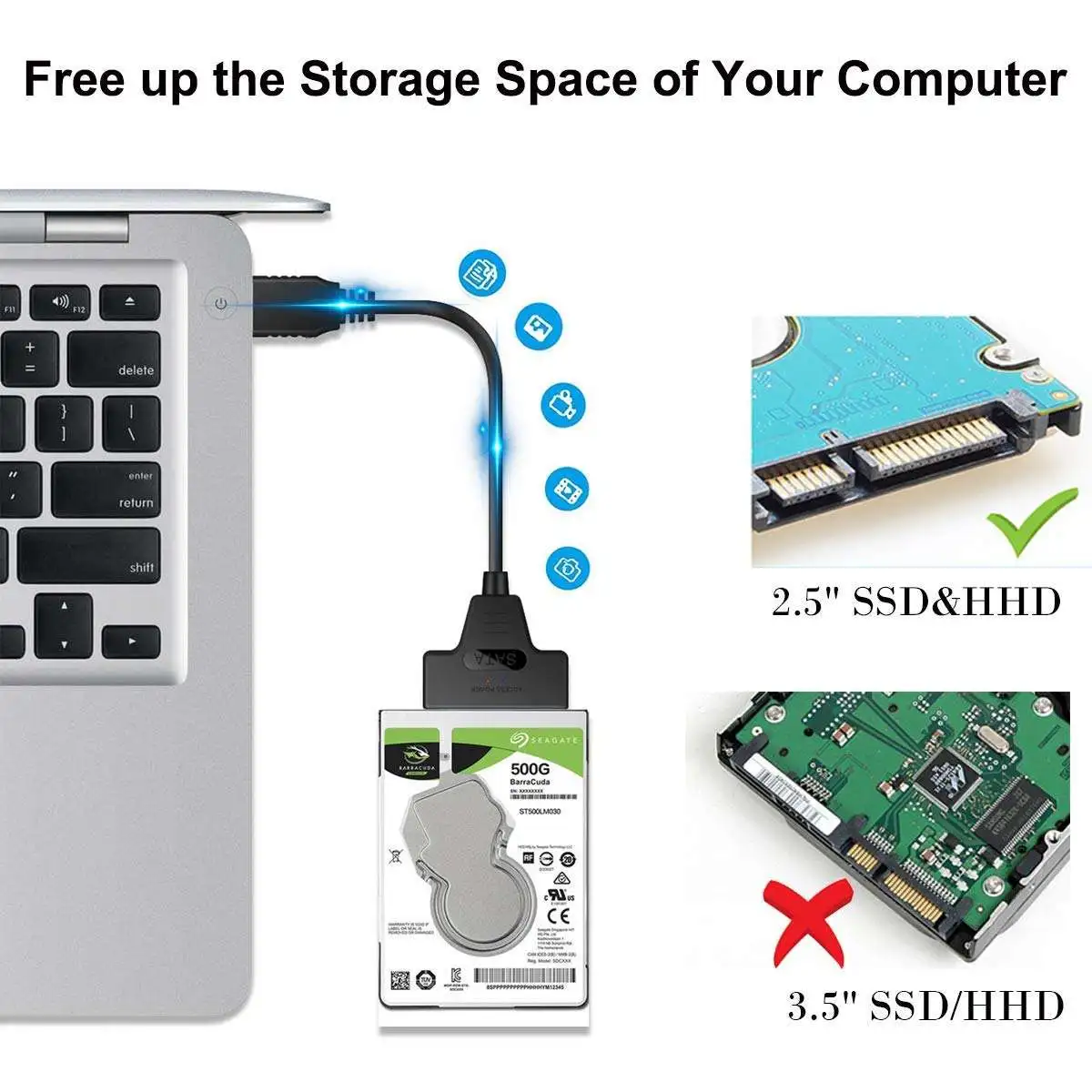 SATA to USB 3.0 Adapter Cable for 2.5 Inch Hard Drive HDD SSD - Image 2