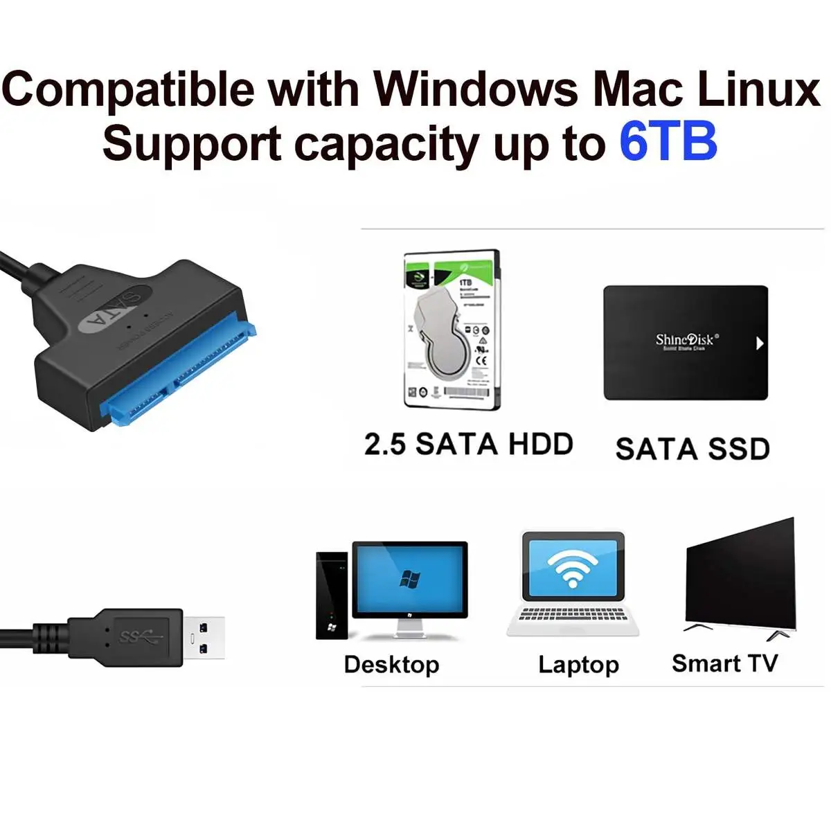 SATA to USB 3.0 Adapter Cable for 2.5 Inch Hard Drive HDD SSD - Image 5