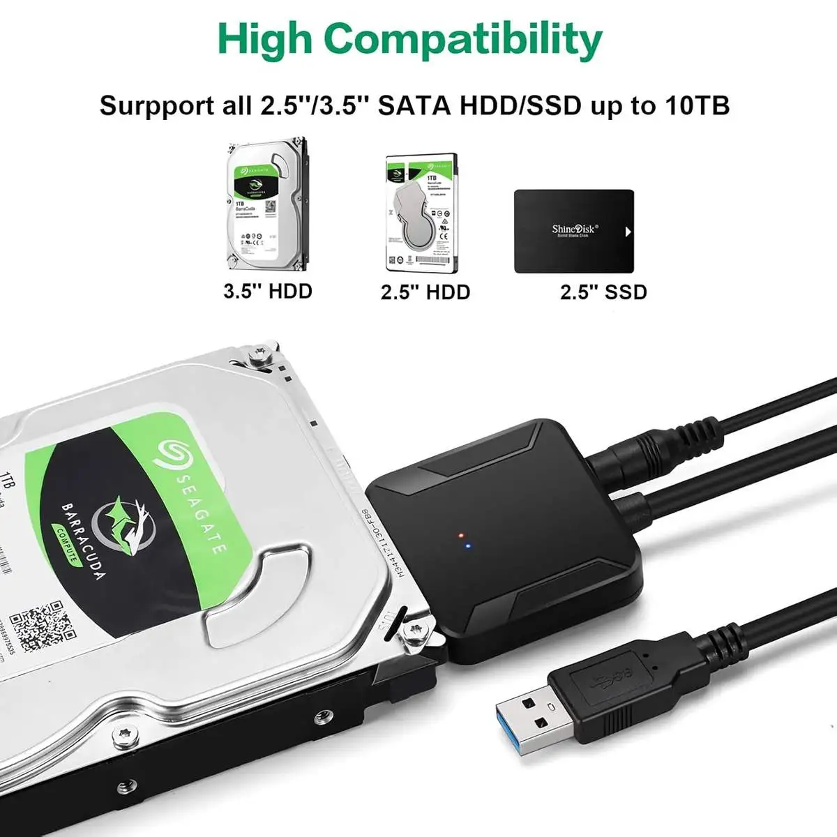 SATA to USB 3.0 Adapter, External Hard Drive Converter Cable - Image 2