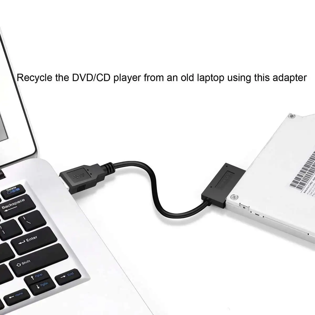 USB 2.0 to (7+6) 13 Pin Slimline Slim SATA II Laptop CD/DVD Drive Adapter Cable - Image 5