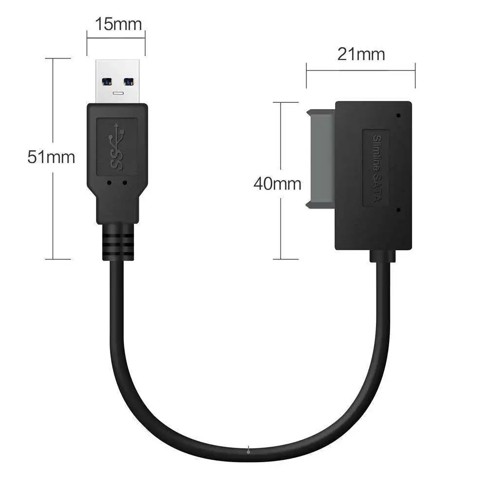 USB 2.0 to (7+6) 13 Pin Slimline Slim SATA II Laptop CD/DVD Drive Adapter Cable - Image 6