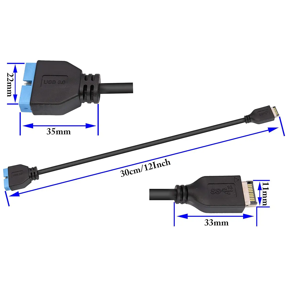 USB 3.1 Front Panel Header to USB 3.0 20-Pin Header Extension Cable - Image 4