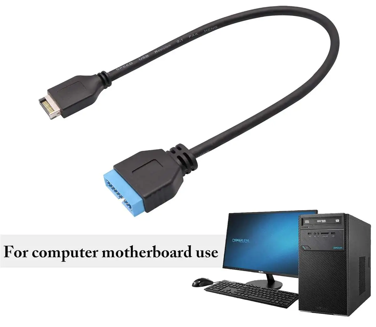 USB 3.1 Front Panel Header to USB 3.0 20-Pin Header Extension Cable - Image 5