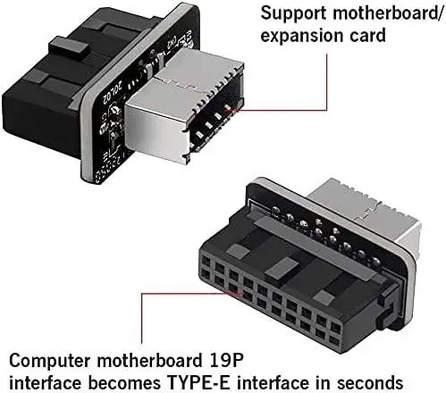 USB Front Panel Adapter, Vertical USB 3.1 Front Panel Socket Key-A Type-E to USB 3.0 20Pin Header Adapter - Image 4