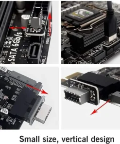 Alternative view of USB Front Panel Adapter, Vertical USB 3.1 Front Panel Socket Key-A Type-E to USB 3.0 20Pin Header Adapter