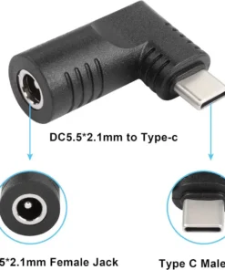 Alternative view of USB Type C Male to DC 5.5mm X 2.1mm 90 Degree PD 65W Power Plug Charge Adapter