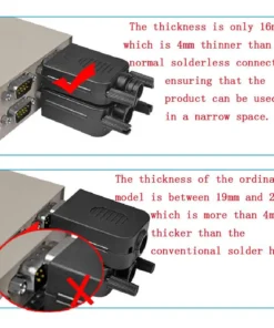 Alternative view of VGA Solderless Quick Connector 16mm Thinner 3+9 DB15 3Row Serial Plug to 15-pin Port Terminal Adapter